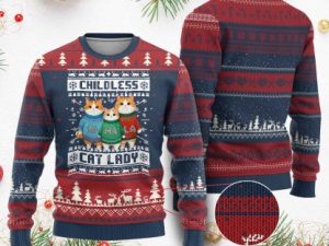 Xmas Childless Cat Lady Ugly Christmas Sweater Cute Cats Cat Mom Meowy Xmas Kamala - Image 1