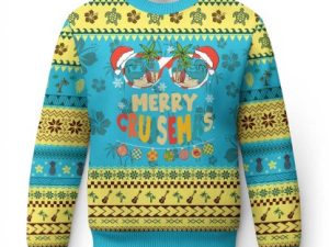 Xmas Cruising Ugly Christmas Sweater Merry Cruisemas Palm Tree Sunglass Cruise - Image 1