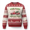 Xmas Family Ugly Christmas Sweater Custom Name Family Farm Xmas Trees Vintage Truck - Image 1