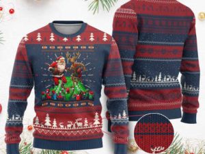 Xmas Football Ugly Christmas Sweater Santa Reindeer Football Match - Image 1