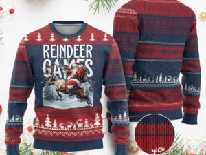 Xmas Hunting Ugly Christmas Sweater Reindeer Game Santa Hunter Deer Season - Image 1