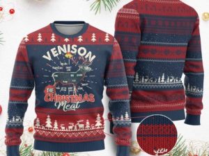 Xmas Hunting Ugly Christmas Sweater Venison Meat Deer Season Hunter - Image 1