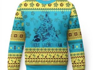 Xmas In Hawaii Ugly Christmas Sweater Mele Kalikimala Sea Animals Xmas Tree - Image 1