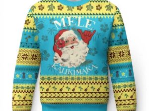 Xmas In Hawaii Ugly Christmas Sweater Retro Santa Shaka Aloha - Image 1