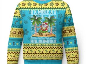 Xmas In Hawaii Ugly Christmas Sweater Santa Hawaiian Christmas Hula Dance - Image 1