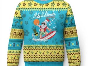 Xmas In Hawaii Ugly Christmas Sweater Surfing Santa Vintage Hawaiian Christmas - Image 1