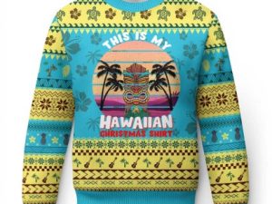 Xmas In Hawaii Ugly Christmas Sweater This Is My Hawaiian Tiki Retro Tropical Vibe - Image 1