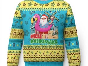 Xmas In Hawaii Ugly Christmas Sweater Tropical Beach Santa - Image 1
