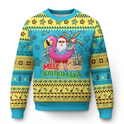 xmas in hawaii ugly christmas sweater tropical beach santa 1 Xmas In Hawaii Ugly Christmas Sweater Tropical Beach Santa - Image 1