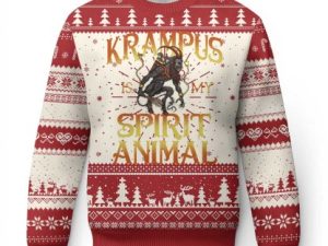 Xmas Krampus Is My Spirit Animal Ugly Christmas Sweater - Image 1