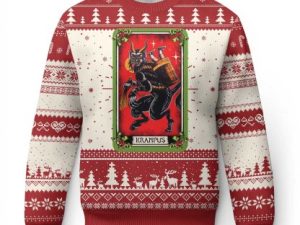 Xmas Krampus Ugly Christmas Sweater American Traditional Tarot Card - Image 1