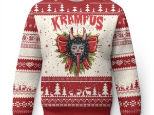 Xmas Krampus Ugly Christmas Sweater Season Greeting Coquette Bow Krampus - Image 1