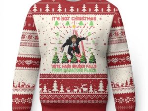Xmas Nakatomi Plaza Ugly Christmas Sweater Its Not Christmas Until Hans Gruber Falls - Image 1
