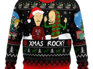 Xmas Rock Beavis And Butthead Ugly Christmas Sweater - Image 1