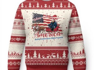 Xmas T Ugly Christmas Sweater Believe In The Magic Of America Make Christmas Great Again - Image 1
