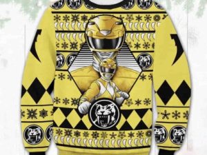 Yellow Power Rangers Ugly Christmas Sweater - Image 1
