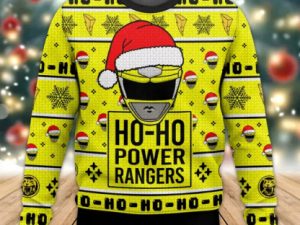 Yellow Ranger Ho Ho Power Rangers Ugly Christmas Sweater - Image 1