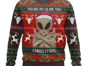 You Are Not Alone This Christmas Alien Ugly Christmas Sweater - Image 1