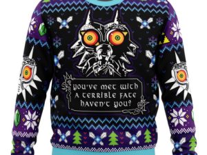 You Met With A Terrible Fate Majoras Mask Zelda Ugly Christmas Sweater - Image 1
