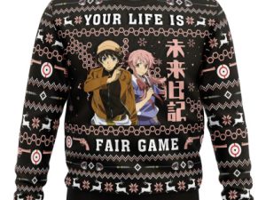 Your Life Is Fair Game Future Diary Ugly Christmas Sweater - Image 1