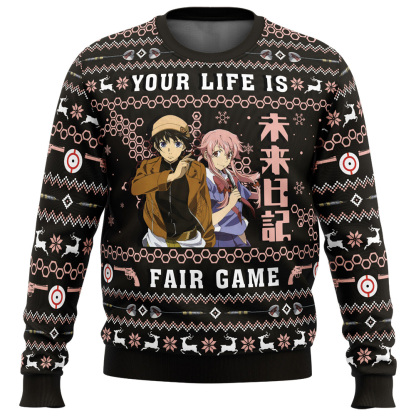 your life is fair game future diary ugly christmas sweater 1 Your Life Is Fair Game Future Diary Ugly Christmas Sweater - Image 1