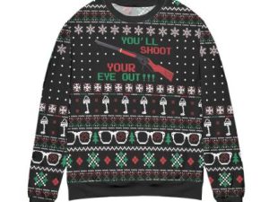 Youshoot Your Eye Out Snowflake Pattern Ugly Christmas Sweater - Image 1