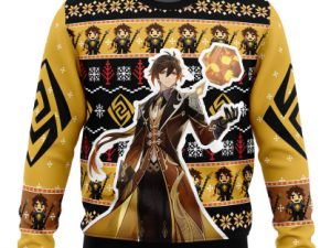Zhongli Genshin Impact Ugly Christmas Sweater - Image 1