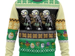 Zombie And Plants Ugly Christmas Sweater Holiday Gift - Image 1