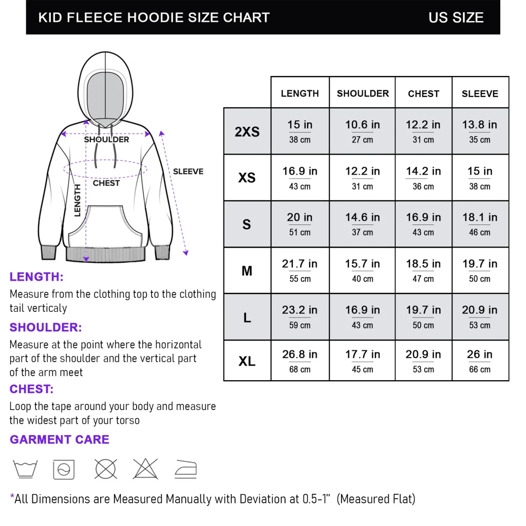 Size Chart Kid Fleece Hoodie 2048x2048
