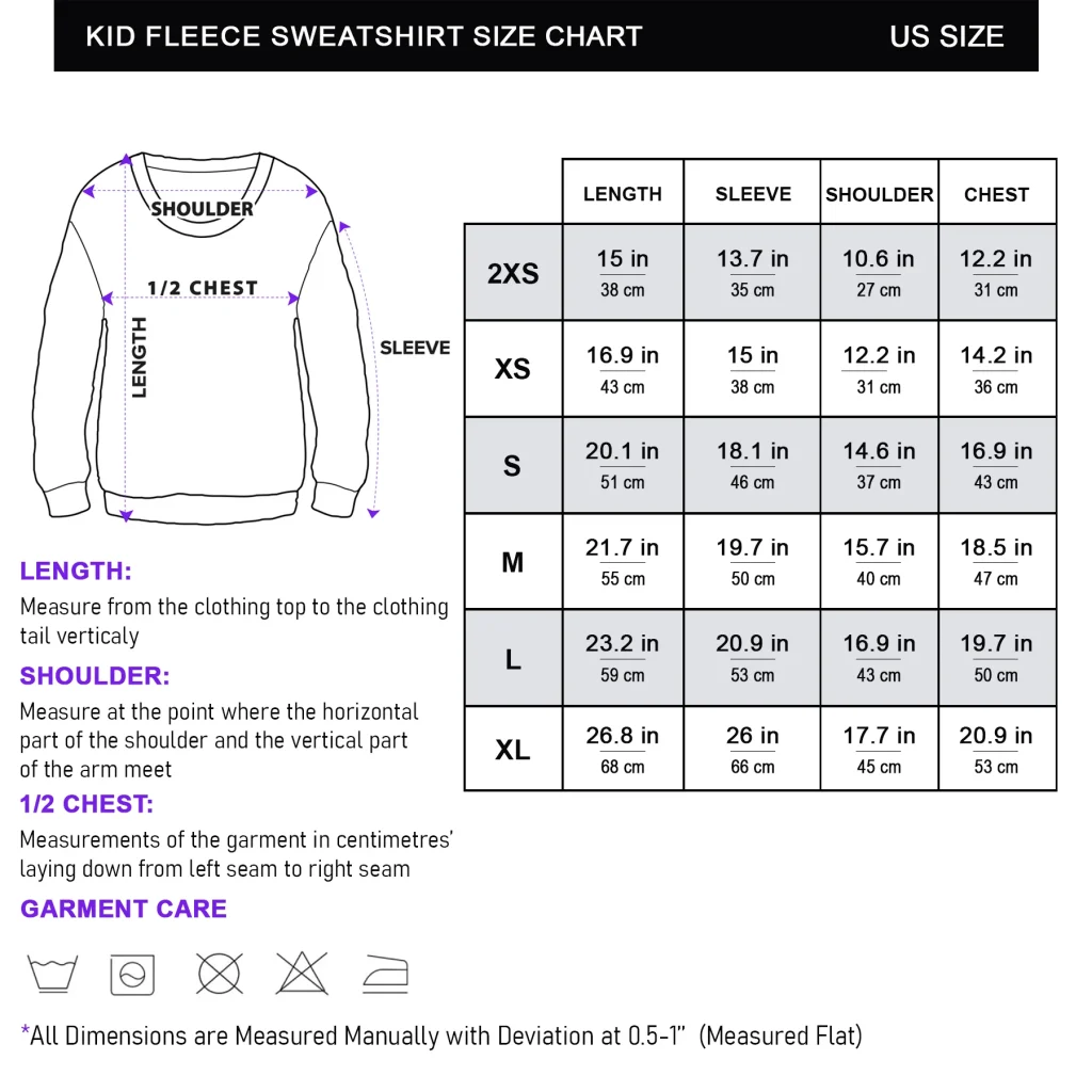 Size Chart Kid Fleece Sweatshirt 2048x2048