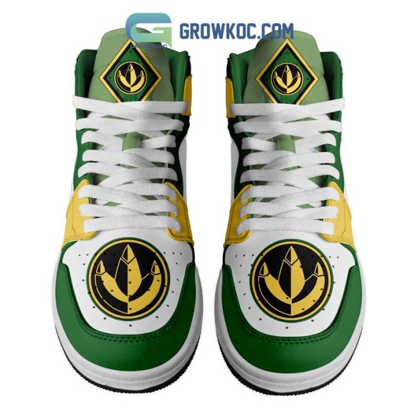 Green Ranger Dragon Shield Mighty Morphin Cosplay Power Rangers AJ1 High Sneakers Shoes For Men And Women - Image 2