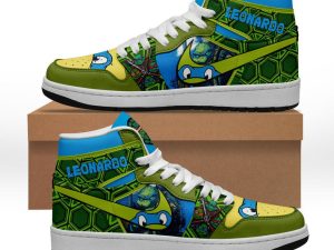 Leonardo TMNT Costume Teenage Mutant Ninja Turtles AJ1 High Sneakers Shoes For Men And Women - Image 1