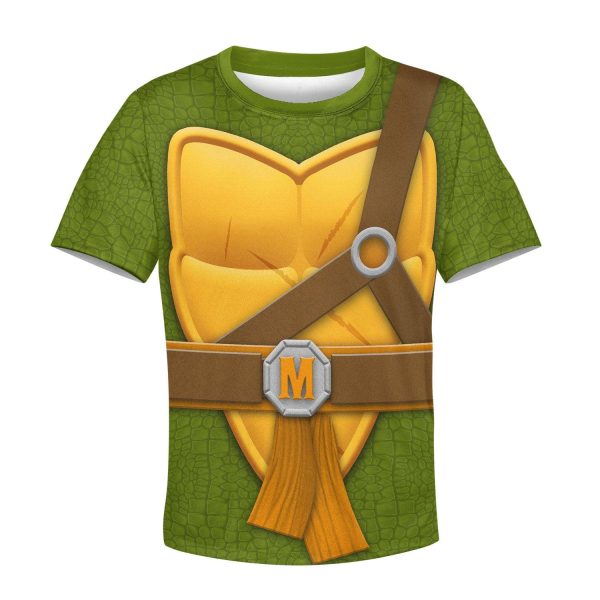 Michelangelo Costume Cosplay Kid Hoodie Sweatshirt T-Shirt 3 - Image 1