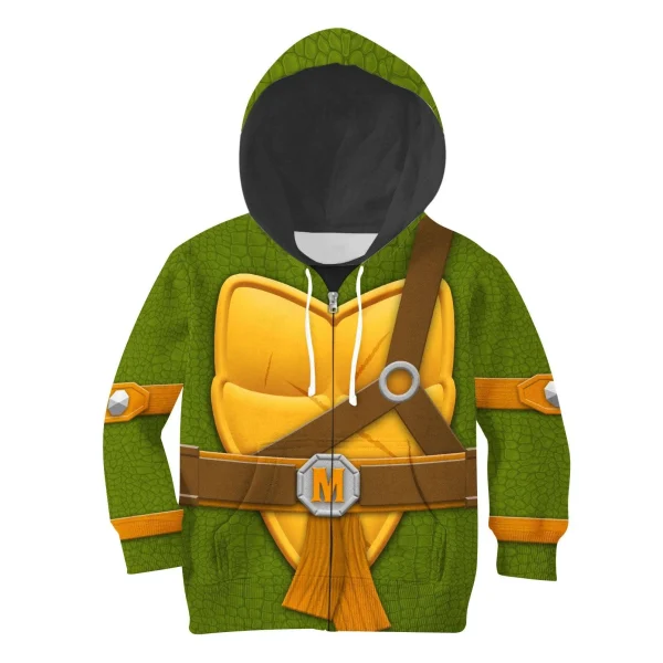 Michelangelo Costume Cosplay Kid Hoodie Sweatshirt T-Shirt 4 - Image 1