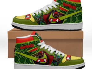 Raphael TMNT Costume Teenage Mutant Ninja Turtles AJ1 High Sneakers Shoes For Men And Women - Image 1