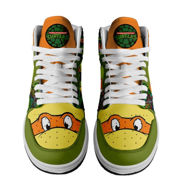 The Halloween Smoke Michelangelo TMNT Costume Teenage Mutant Ninja Turtles AJ1 High Sneakers Shoes For Men And Women - Image 2