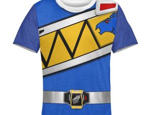 Unisex Kid Tops Blue Power Rangers Dino Charge 3D Apparel 3 - Image 1