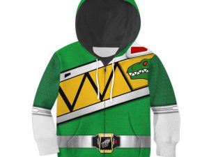 Unisex Kid Tops Green Power Rangers Dino Charge 3D Apparel 4 - Image 1