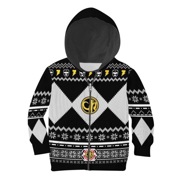 Unisex Kid Tops Pullover Sweatshirt Black Power Ranger 3D Apparel 4 - Image 1