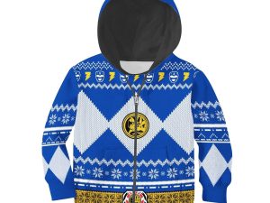 Unisex Kid Tops Pullover Sweatshirt Blue Power Ranger 3D Apparel 4 - Image 1