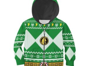 Unisex Kid Tops Pullover Sweatshirt Green Power Ranger 3D Apparel 4 - Image 1