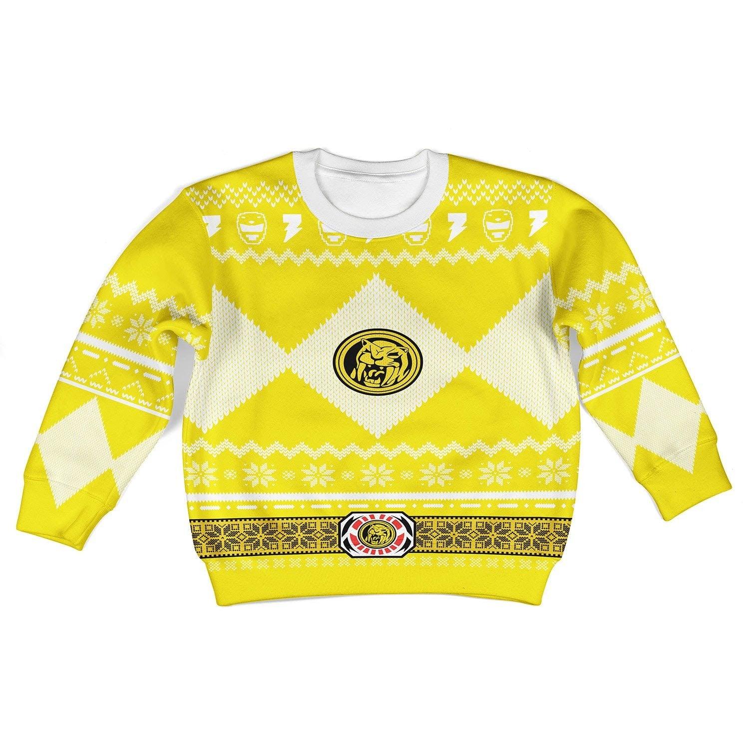 unisex kid tops pullover sweatshirt yellow power ranger 3d apparel 2 1 Unisex Kid Tops Pullover Sweatshirt Yellow Power Ranger 3D Apparel 2 - Image 1