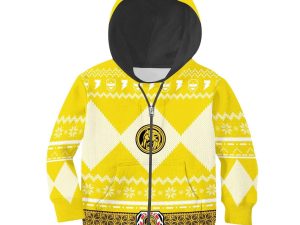 Unisex Kid Tops Pullover Sweatshirt Yellow Power Ranger 3D Apparel 4 - Image 1