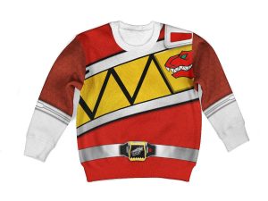 Unisex Kid Tops Red Power Rangers Dino Charge 3D Apparel 2 - Image 1