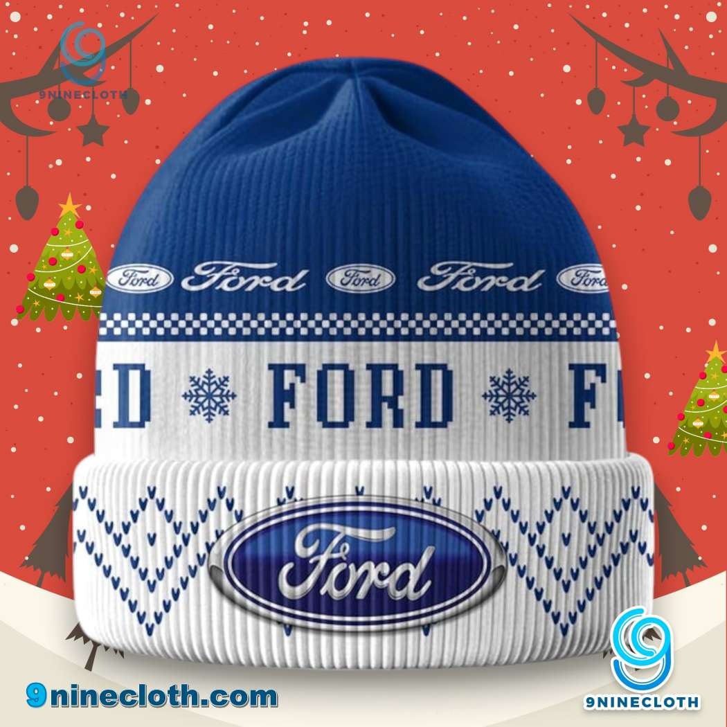 Ford Logo Ugly Christmas Beanie Hat Ford Logo Ugly Christmas Beanie Hat