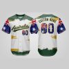 Custom Name and Number White Australia Flag Baseball Jersey Costumes Player For WBC - Image 1
