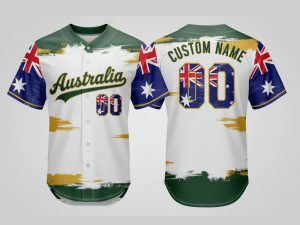 Custom Name and Number White Australia Flag Baseball Jersey Costumes Player For WBC - Image 1