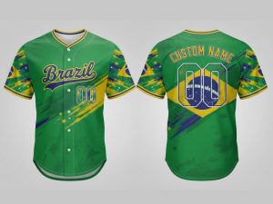 Custom Name and Number White Brazil Flag Baseball Jersey Costumes Player For WBC - Image 1