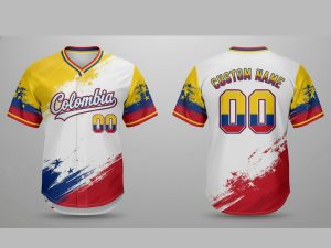 Custom Name and Number White Colombia Flag Baseball Jersey Costumes Player For WBC - Image 1
