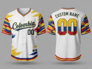 Custom Name and Number White Colombia Flag Baseball Jersey For Fans WBC - Image 1